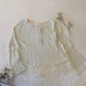 Boho Taylor and sage crochet lace peasant blouse